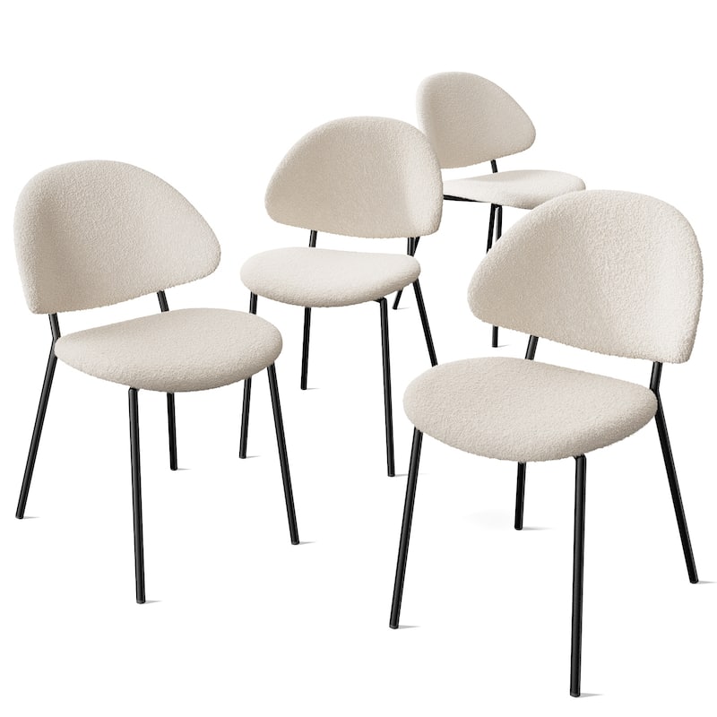 Set of 4 Upholstered PU Leather Dining Chairs Mid-Century Modern Dining Chairs with Curved Backrest for Dining Room Kitchen