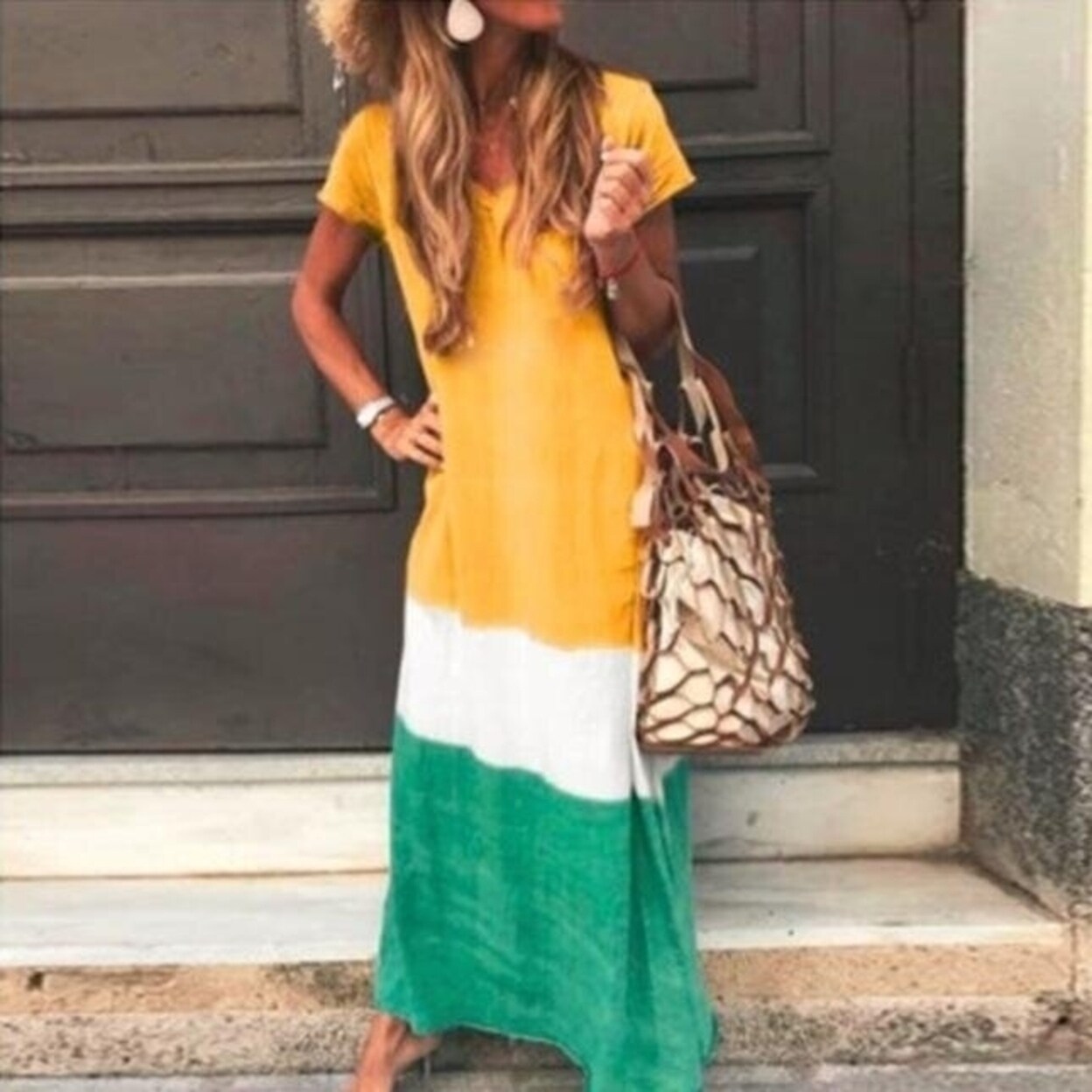maxi dress color block