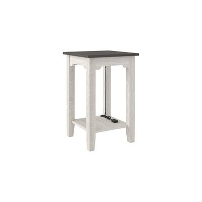 Dorrinson Chair Side End Table, White/Brown - 16" x 16" x 24"