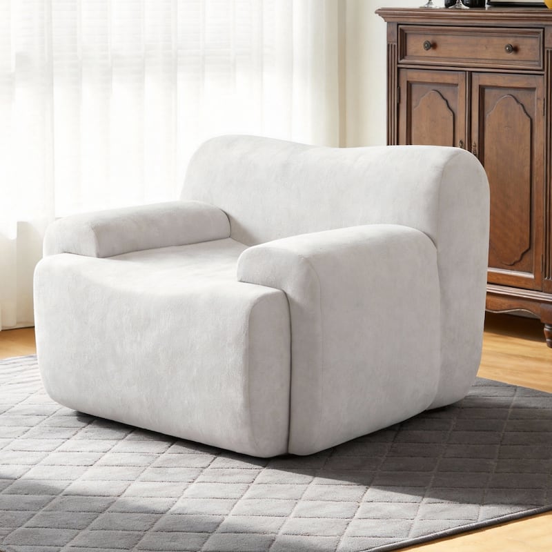 Chenille Accent Chair, Comfy Cloud Sofa Chair, Modern Armchair Boneless Reading Chairs - Beige
