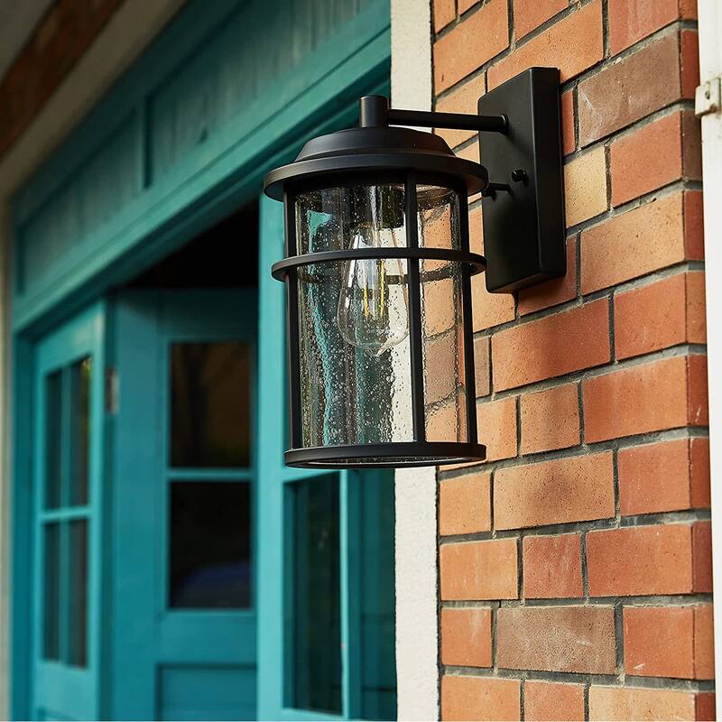 1 Light Matte Black Lantern Outdoor Wall Sconce - Matte Black