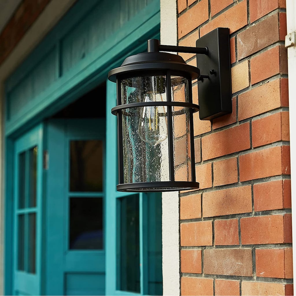 1 Light Matte Black Lantern Outdoor Wall Sconce - Matte Black