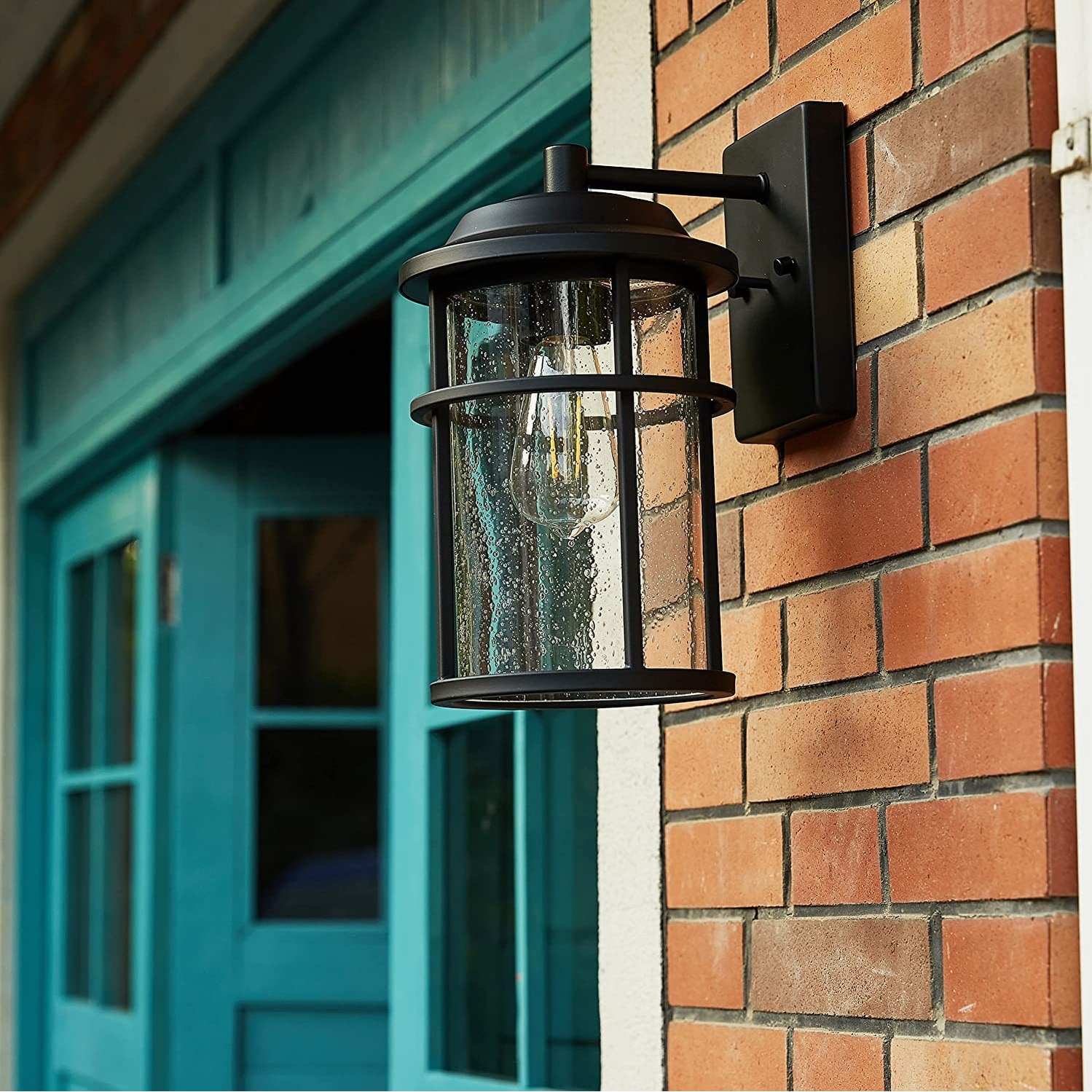 1 Light Matte Black Lantern Outdoor Wall Sconce - Matte Black