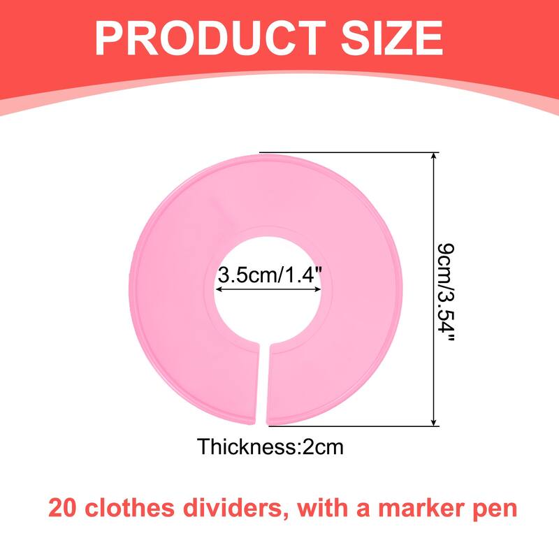 Clothes Dividers 20 Pack Round with Marker Pen