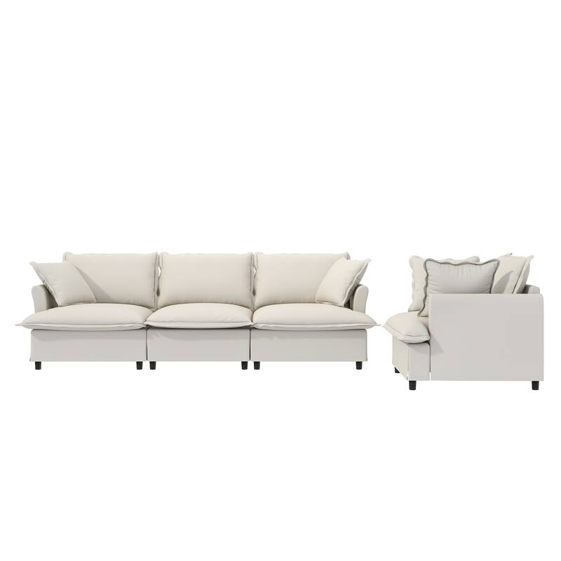 DIY Free Combination Sofa Set with Throw Pillows, Chenille Modular Sectional Sofa for Livingroom Upholstered Cloud Couch