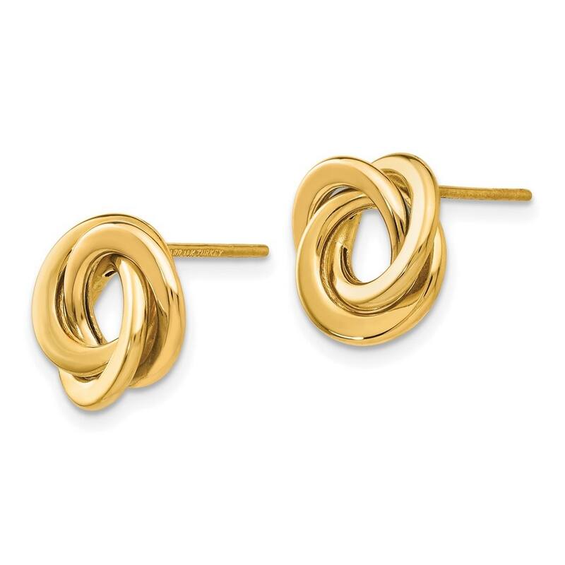 Curata 14k Yellow Gold Polished Intertwined Circles Post Earrings - 11x11mm