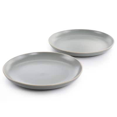 2 Piece 10.5 Inch Round Stoneware Dinner Plate Set in Matte Grey