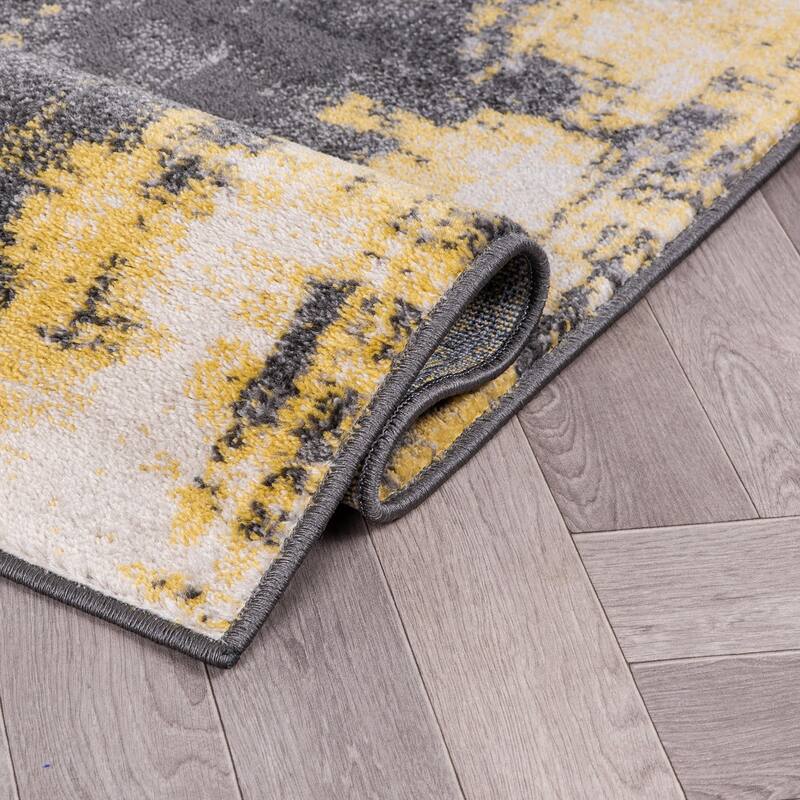 World Rug Gallery Contemporary Abstract Design Yellow Area Rug