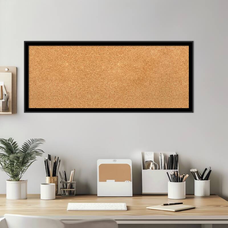 Incline Black Wood Framed Cork Board - Bulletin Board, Organization Board, Pin Board