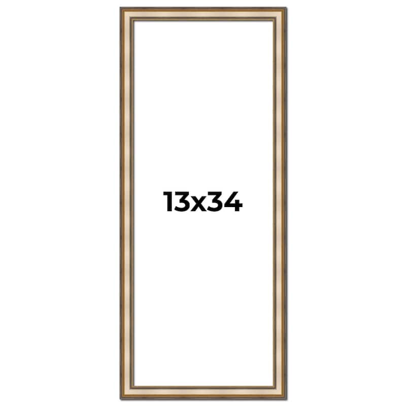 13x34 Frame Gold Solid Wood Shadow Box Width 1.5 Inches | Interior Frame Depth 2 3/8 Inches