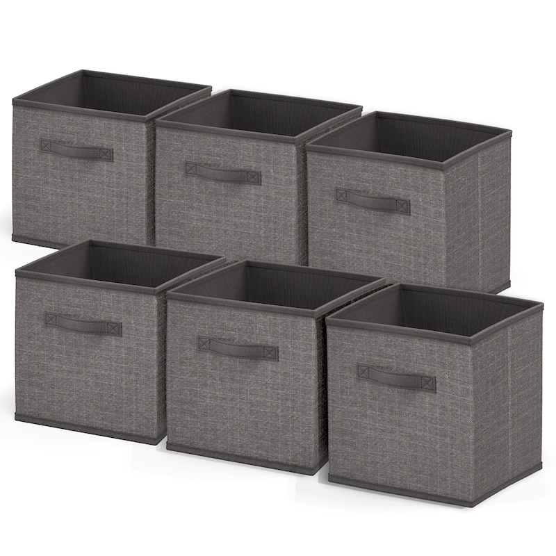 Nestl Foldable Fabric Storage Cubes - Open 10" Cube Storage Bins - 6 PC - Gray