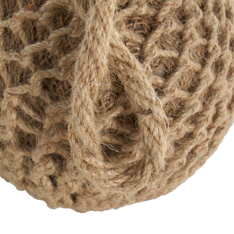 Brown Cement Stone Handmade Woven Layered Orb Knot Decorative Sculpture with Handles (Set of 2)