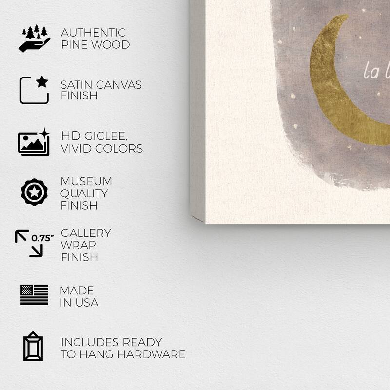 Wynwood Studio Canvas Astronomy and Space Soliel and Lune Gold and Metallic Gold Glam Wall Art Canvas Print