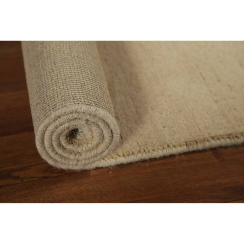 Modern Beige Gabbeh Oriental Rug Hand-Knotted Wool Carpet - 2'10"x 4'0"