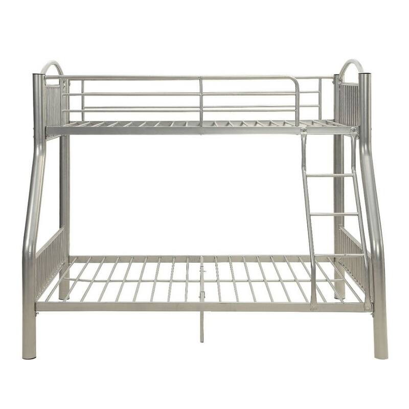 Metal Twin/Full Bunk Bed, Silver