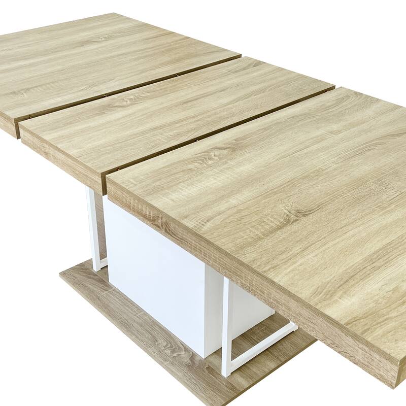 Rectangle Extendable Dining Table For 6-10 People Aged Effect Wood