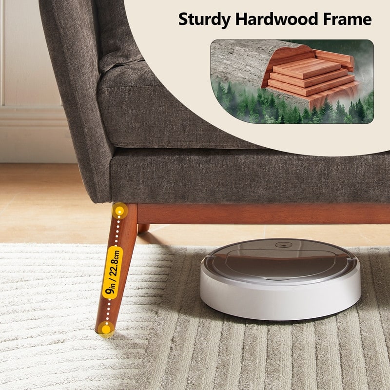 Linen Blend Mid-Century Modern Small Spaces Loveseat Two-Seater Sofa With Solid Wood Base