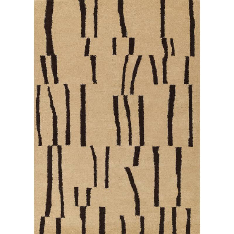 Momeni Simba Geometric Ivory Abstract Stripe Wool Area Rug - 9' X 12' - Ivory