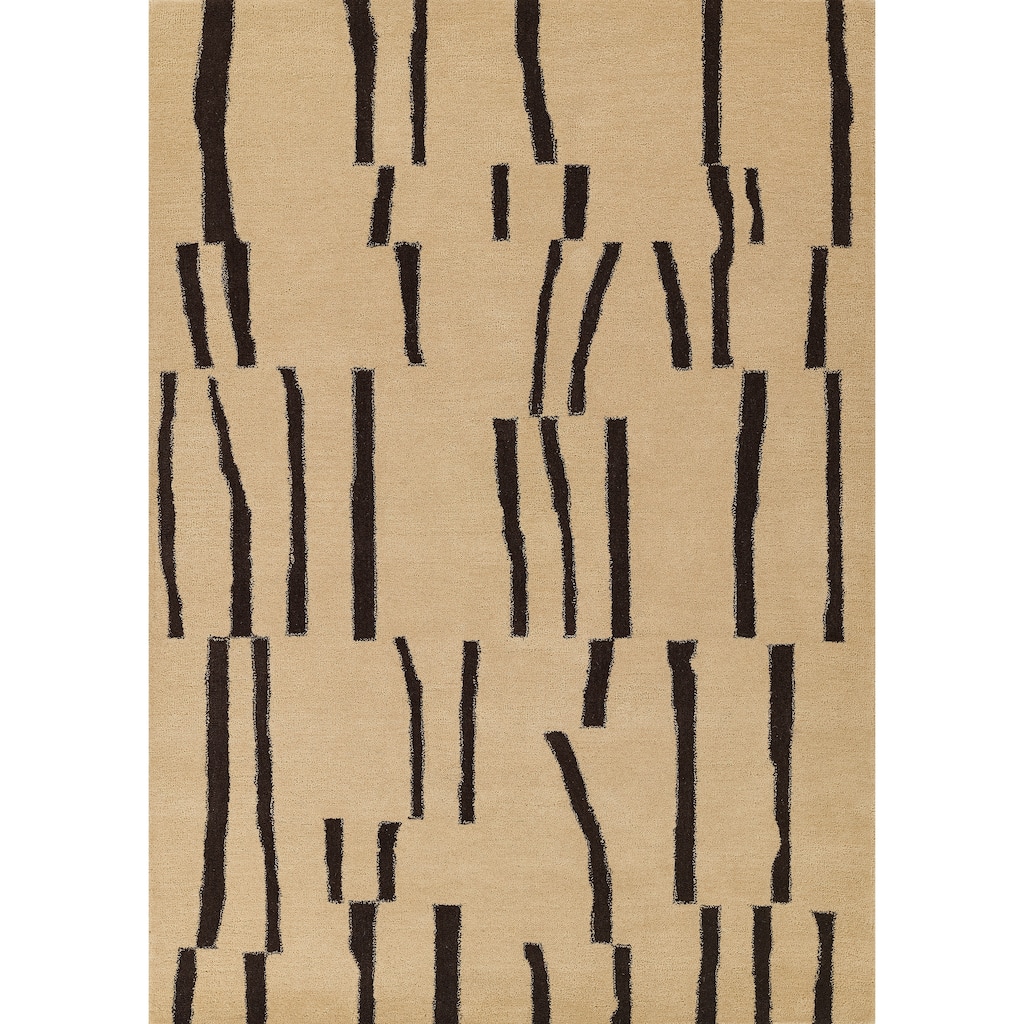 Momeni Simba Geometric Ivory Abstract Stripe Wool Area Rug