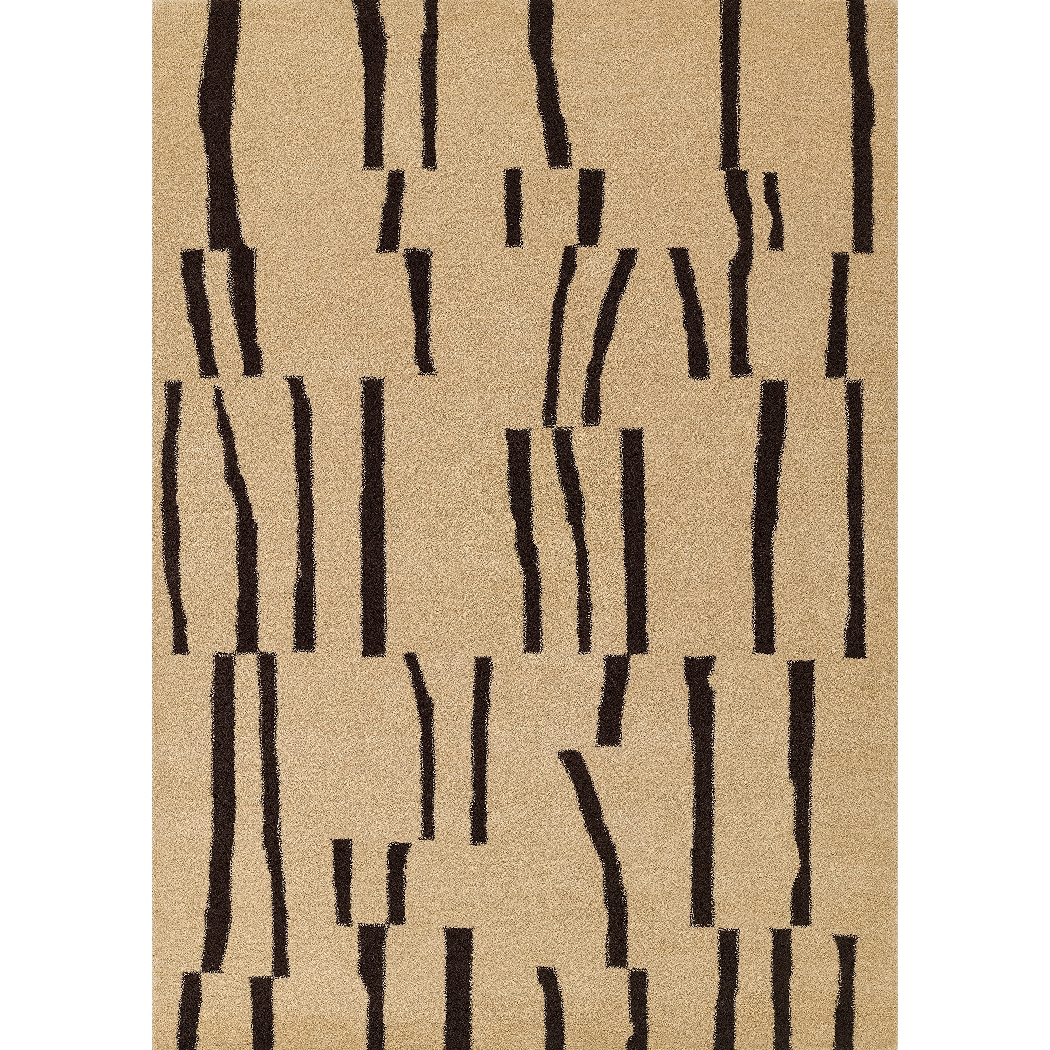 Momeni Simba Geometric Ivory Abstract Stripe Wool Area Rug