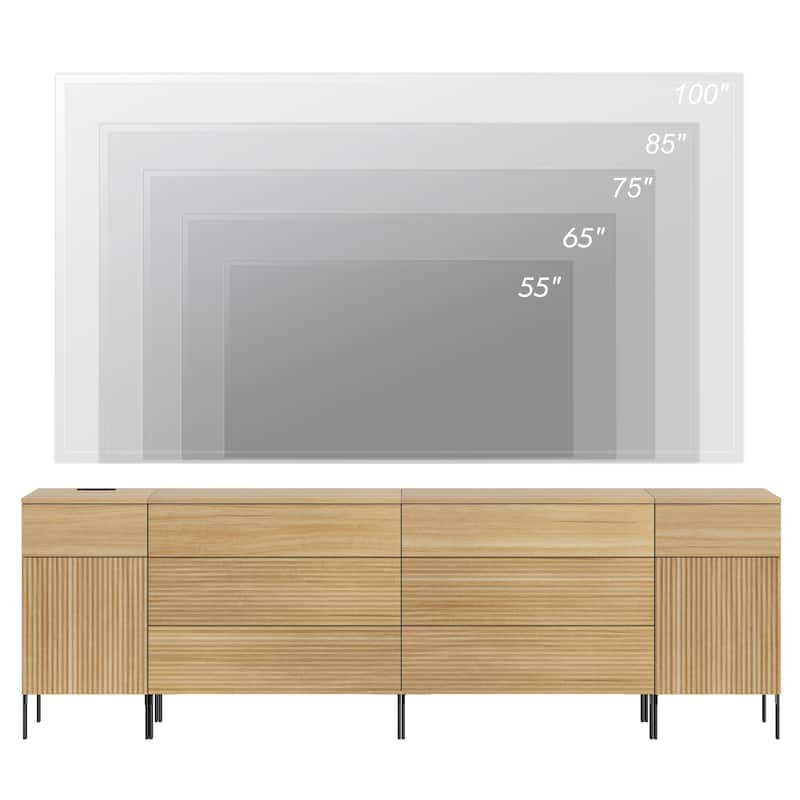 94.5" Modern Wood 8-Drawer Dresser With Reeded Design, Minimalist Dresser Organizer Storage
