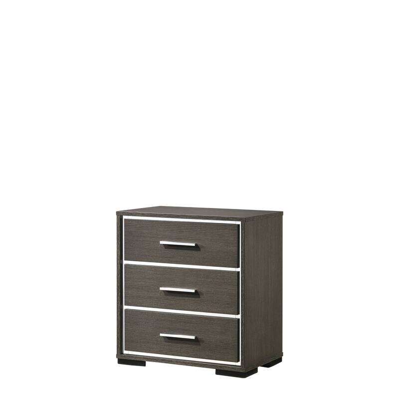 Grey Oak Bedside Table with USB Port, 3 Drawers, Modern Style, Suitable for Bedrooms Bed Bath