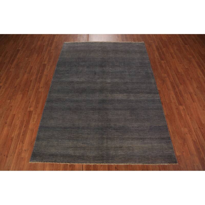 Grays & Blues Gabbeh Modern Area Rug Handmade Wool Carpet - 5'8" x 7'8"