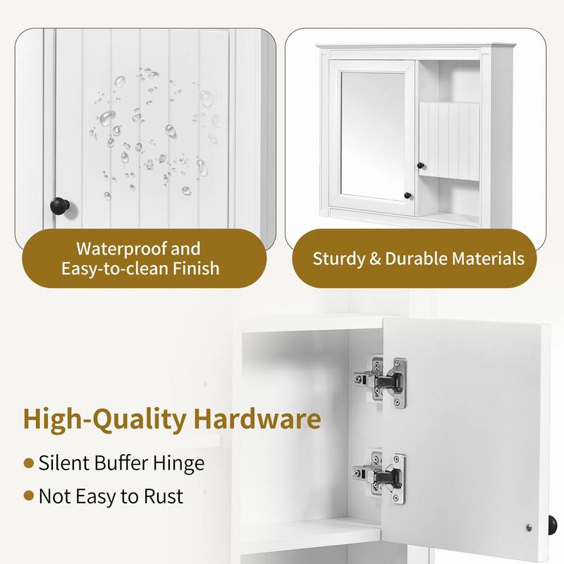 32'' Bathroom Wall Cabinet with Mirror,Wall Mounted Medicine Cabinet with 3 Shelves