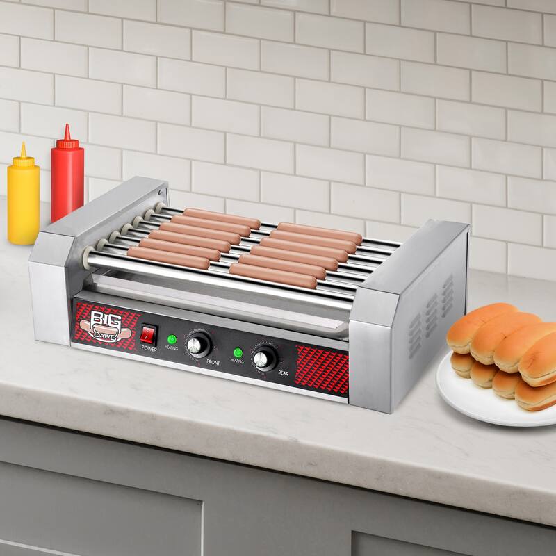 Hot Dog Roller Machine – Stainless-Steel Cooker with 7 Non-Stick Rollers by Great Northern Popcorn
