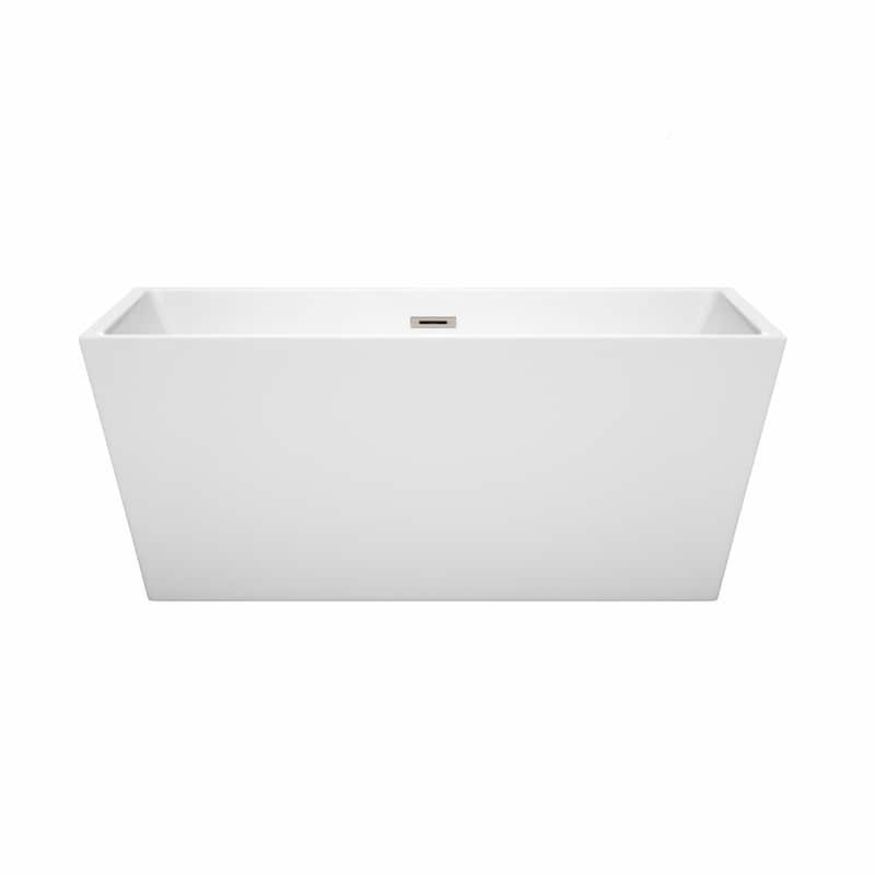 Wyndham Collection Sara 59-inch White Freestanding Soaking Bathtub