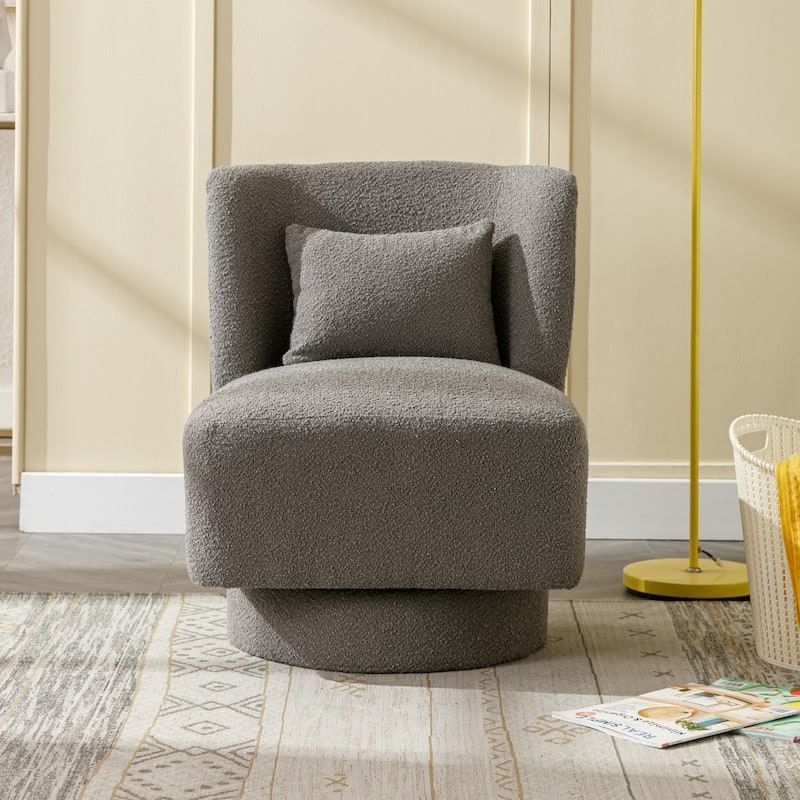 23.6"W Modern 360 Degree Swivel Accent Barrel Chair - Gray