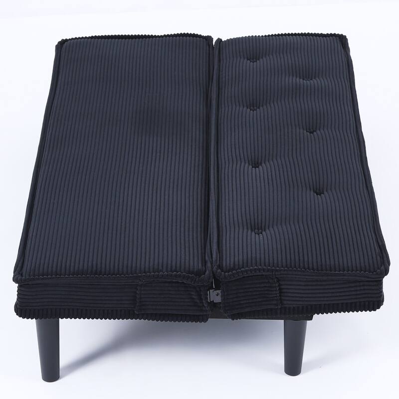 This 66-inch corduroy sofa bed can switch between the two comfortable forms