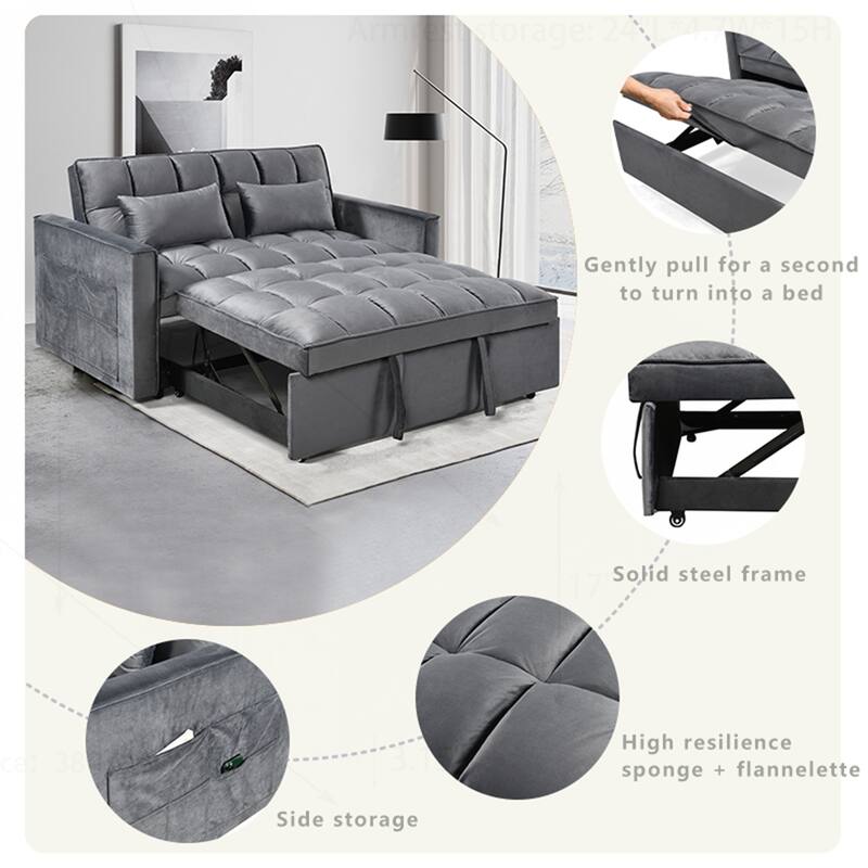 Versatile Convertible Sofa Bed with Reclining Backrest and Extra Pillows for Ultimate Comfort