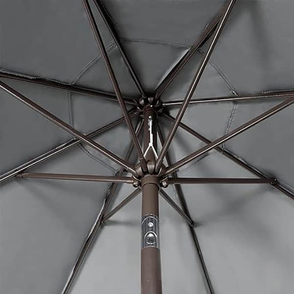 crate barrel patio umbrella 10' Round Sunbrella Canvas Navy Blue Outdoor Patio Umbrella with Black Metal Frame
