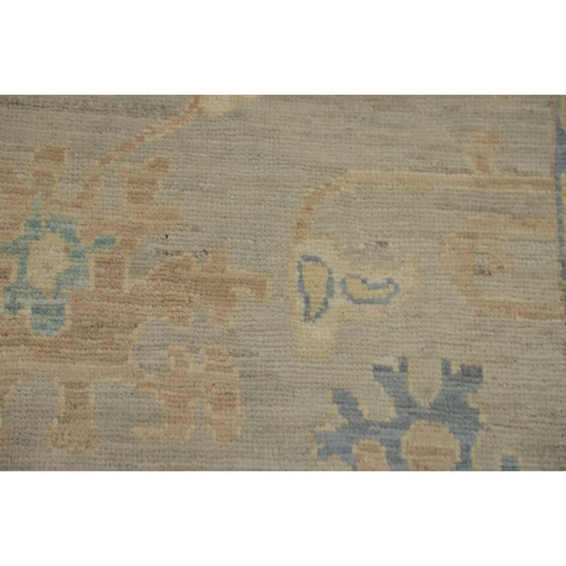 Vegetable Dye Wool Oushak Turkish Area Rug, Floral Geometric Carpet - 12' 5'' X 9' 3''