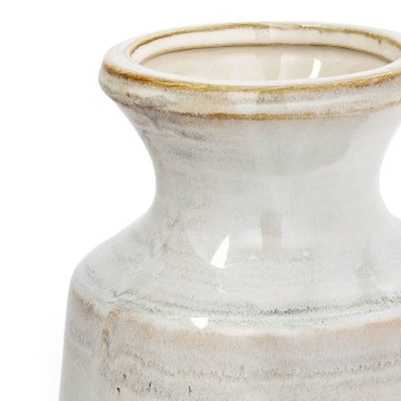 9" Blue And White Color Block Bud Ceramic Table Vase - 6