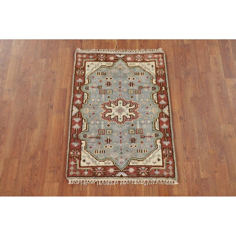 Traditional Blue Kazak Accent Rug Handmade Wool Carpet - 2'0" x 3'0"