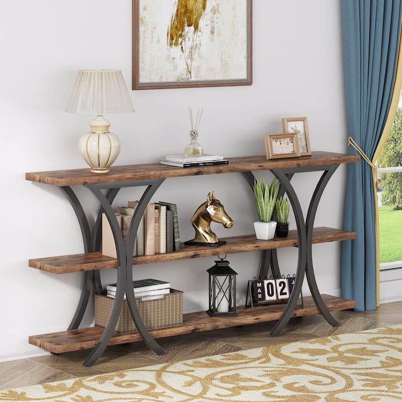 Console Table with Storage Shelf, 70.8 Inch Long Sofa Table Entry Table for Living Room Hallway - Bown