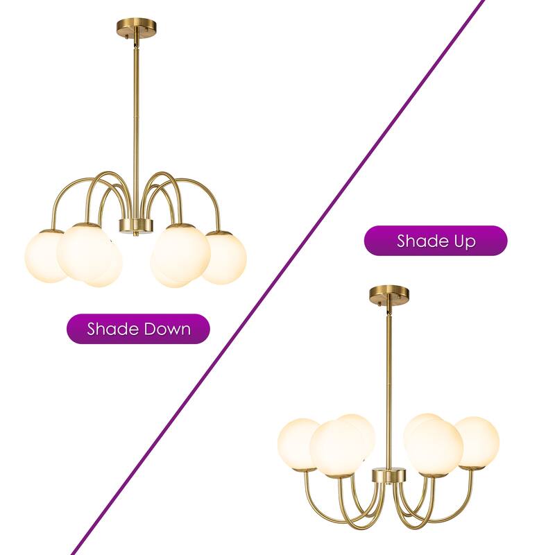 6/10-Light Modern Linear Sputnik Cluster Frosted Opaque Glass Globe Bubble Chandelier for Dining Room