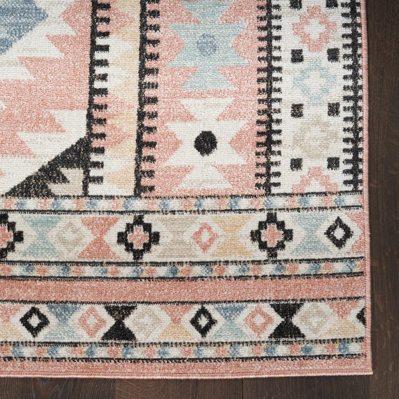 Nourison Washable Beauty Machine Washable Indoor only Multicolored Geometric Area Rug