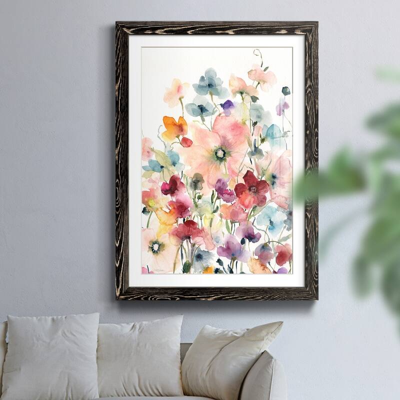 Poppies and Sweetpeas-Premium Framed Print - Ready to Hang