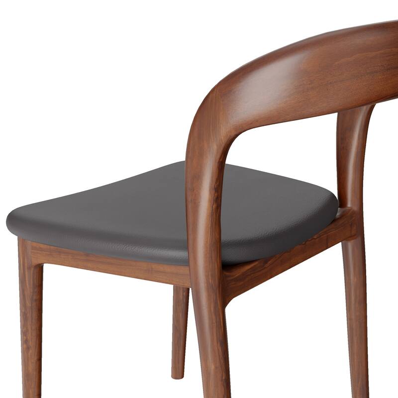 Premium Solid Wood Dining Chairs - Set Of 2 Mid-Century Modern Kitchen Chairs With Black Cushions