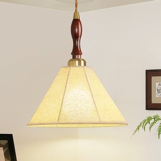 Hanging Swag Pyramid Shape Pendant Light Retro Style with White Fabric Chandelier - 1-Light
