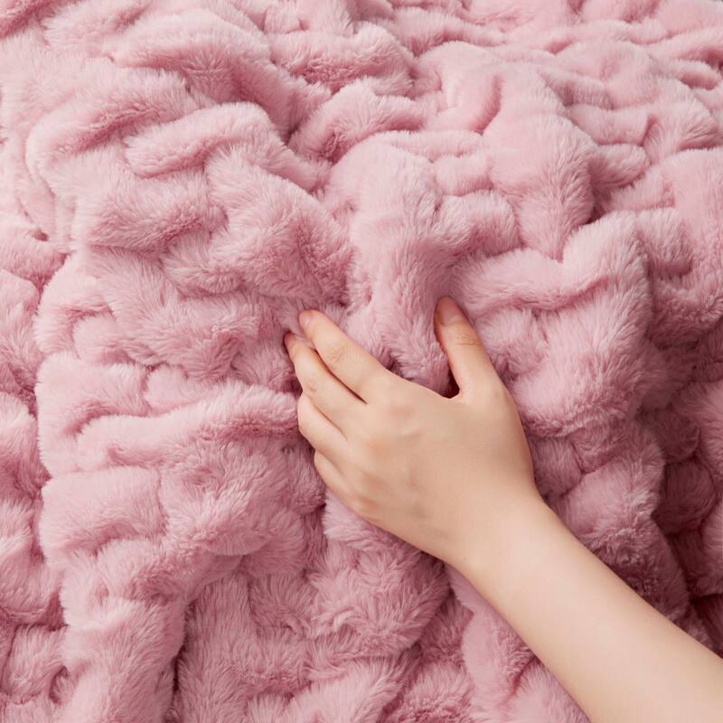 Madison Park Ruched Fur Throw