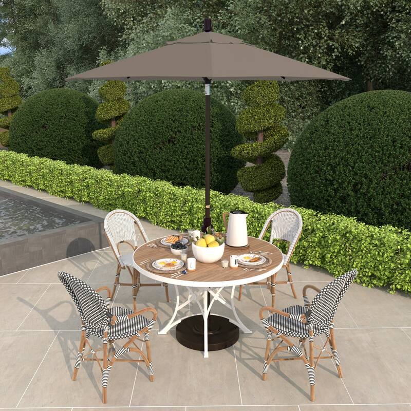 California Umbrella 75' Sun Master Patio Umbrella Bronze Aluminum Pole Fiberglass Ribs Crank Lift Tilt Pacifica - Taupe