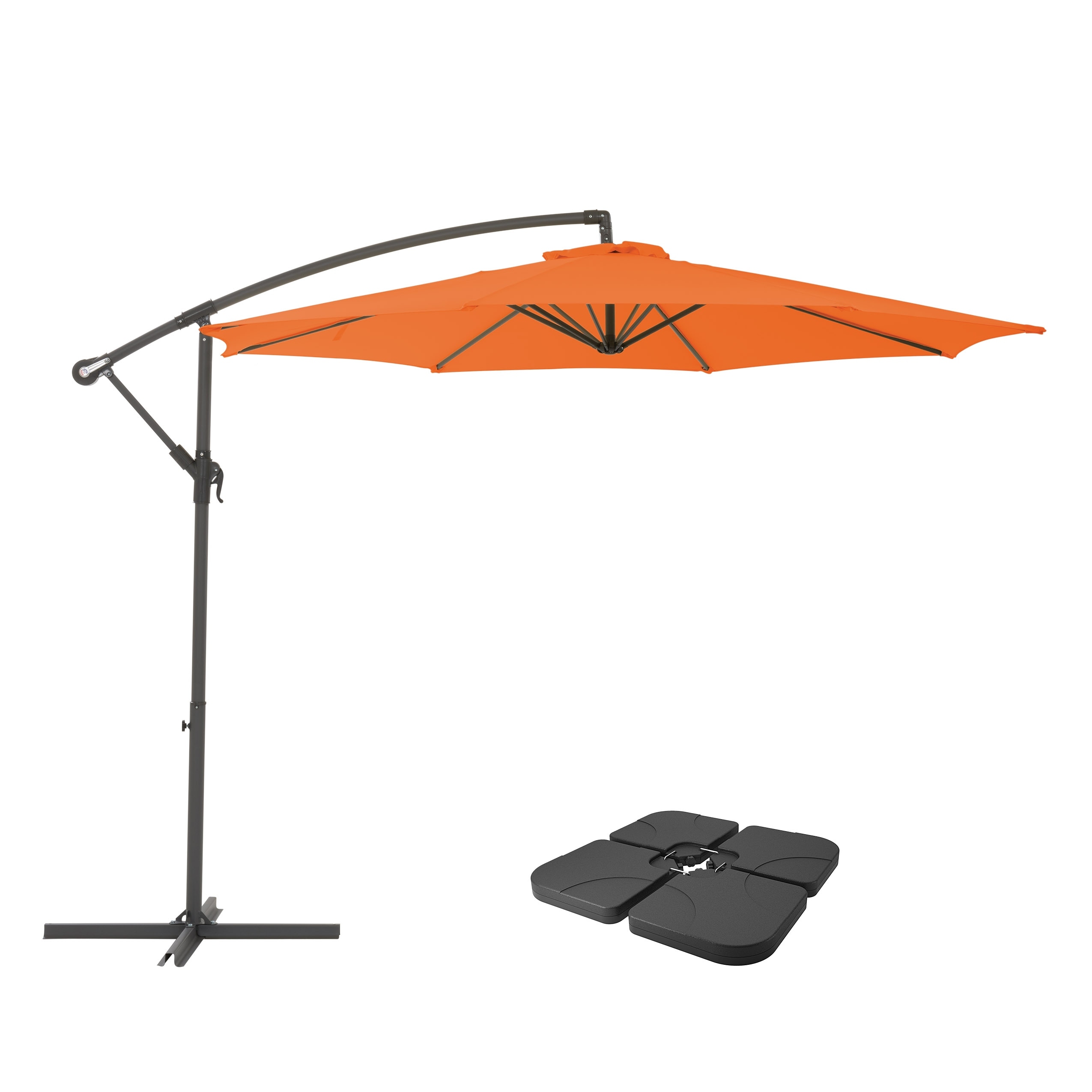 Shop Corliving 9 5 Uv Resistant Orange Patio Umbrella With Base Weights On Sale Overstock 31730716