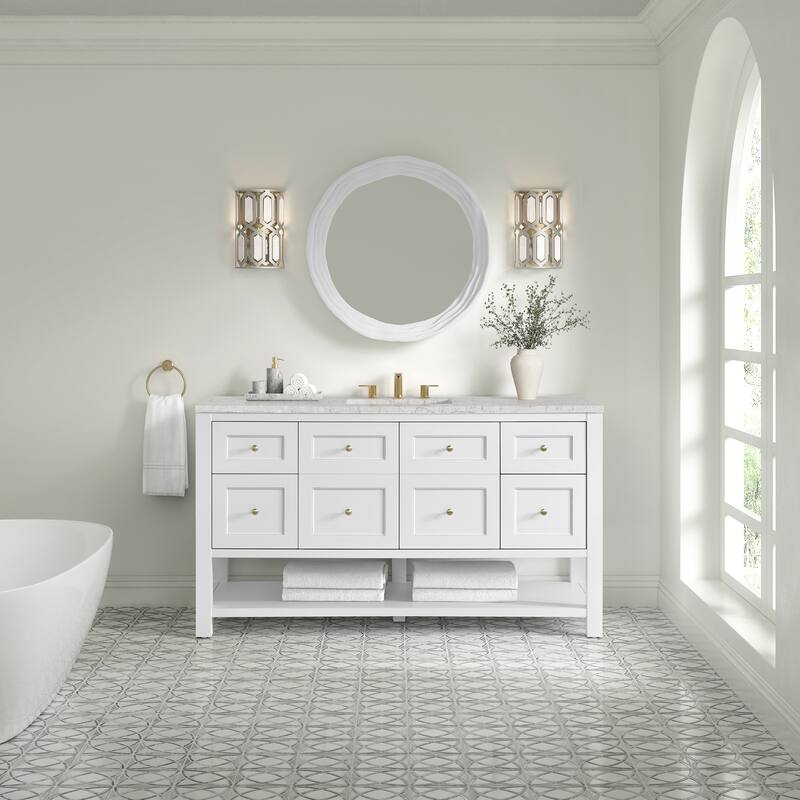 Breckenridge 60" Single Vanity, Bright White, w/FreePower Wireless Charger