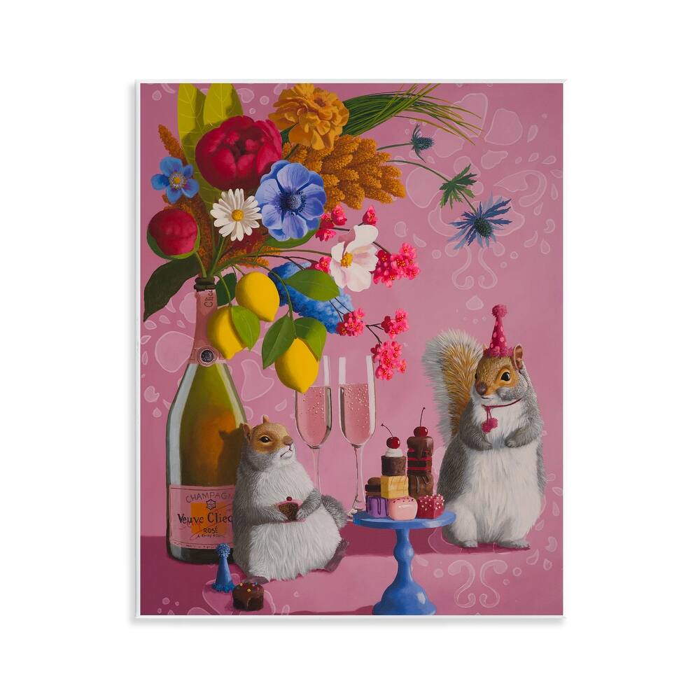 Stupell Party Hat Squirrels & Bouquet Wall Plaque Art Design By Heather Gauthier