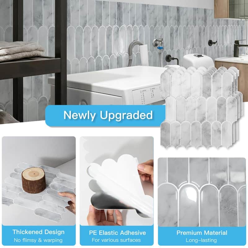 Art3d 10pcs Peel and Stick Backsplash Thickened Tiles, 12''x12'', Cover 10 Sq.Ft. - N/A