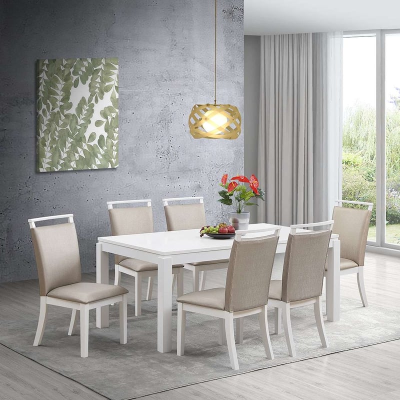 Upholstered Dining Room Side Chairs, Set of 2, Gray/White